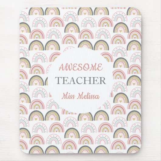 パステルレインボインプレインボーハートパタ素晴らしーン先生 マウスパッド (正面)