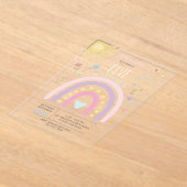 パステルレインボウズガーリーワイルドフラワーズハート誕生日 アクリル招待状 (レイダウン)