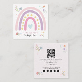 パステルレインボウズガーリーワイルドフラワーズベビーシッター スクエア名刺