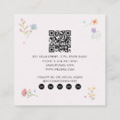 パステルレインボウズガーリーワイルドフラワーズベビーシッター スクエア名刺 (裏面)