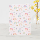 パステルレインボウズガーリーワイルドフラワー&ハート カード (黄色い花)