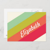 パステルレインボパーソナライズされたー名 ポストカード (正面/裏面)