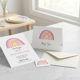 パステルレインボーきらめきキッズ誕生日パーティー サンキューカード