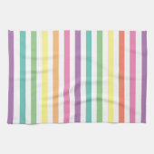 パステルレインボーとホワイトストライプのパタストライプのーン キッチンタオル (横)