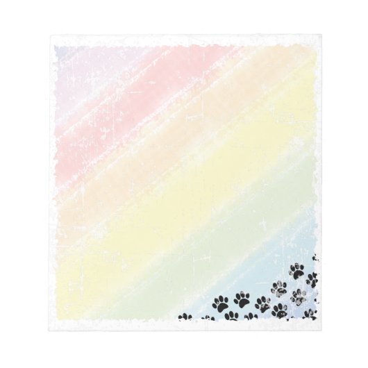 パステルレインボーの犬の足跡 水彩画 ノートパッド (正面)