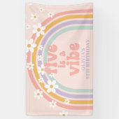 パステルレインボーの5歳の誕生日おめでとう Five is a Vibe 横断幕 (縦)