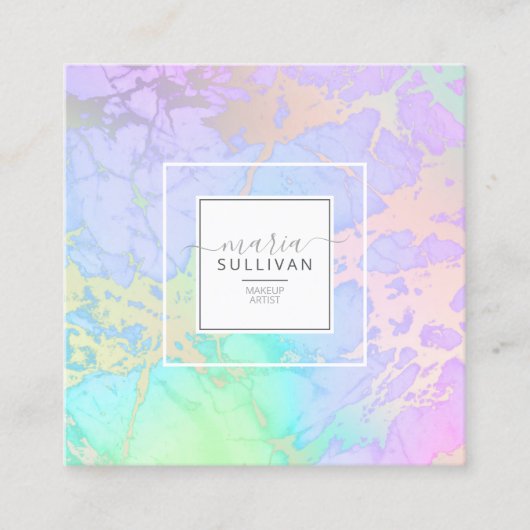パステルレインボーアイランズ抽象芸術ID798 スクエア名刺 (正面)