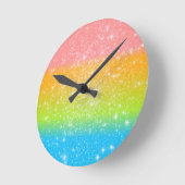 パステルレインボーアストラルグリッター ラウンド壁時計 (傾斜)