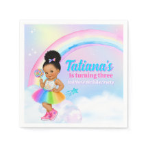 パステルレインボーアフロパフの女の子 誕生日パーティー