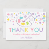 パステルレインボーアートパーティー誕生日サンキューカード 招待状 (正面)