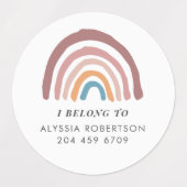 パステルレインボーイラストレーションボホビーズオン ラベル (デザイン2)