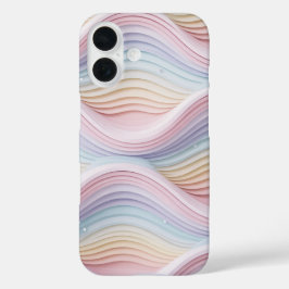 パステルレインボーウェーブ抽象スマホケース iPhone 16ケース