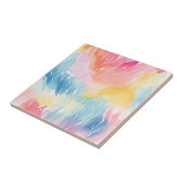 パステルレインボーウォーターカラー抽象芸術 タイル (側面)