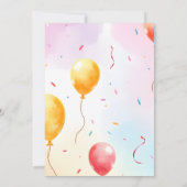 パステルレインボーウォーターカラー誕生日カードデザイン 招待状 (裏面)