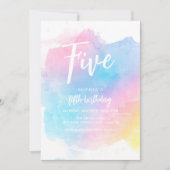パステルレインボーウォーターカラー誕生日招待状 招待状 (正面)