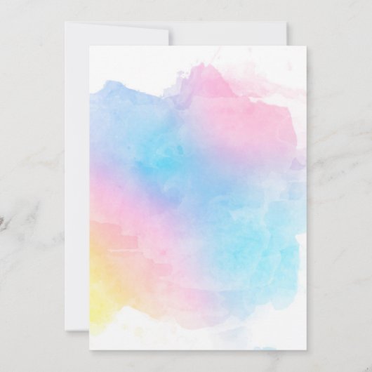 パステルレインボーウォーターカラー誕生日招待状 招待状 (裏面)