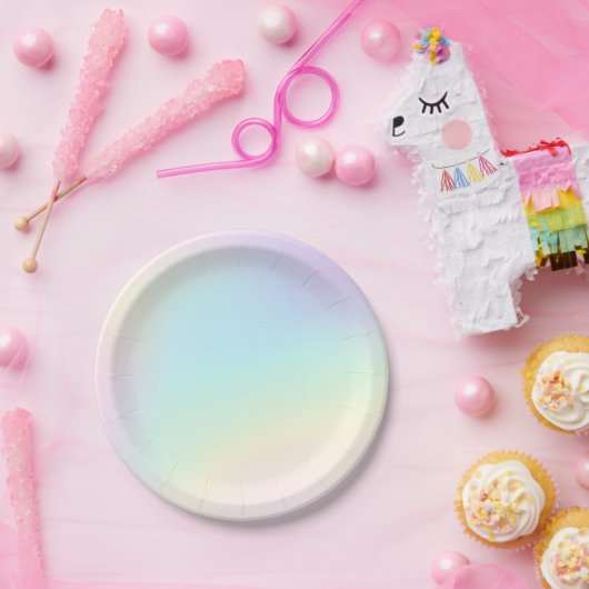 パステルレインボーエステティックバースデーパーティー ペーパープレート (パーティー)