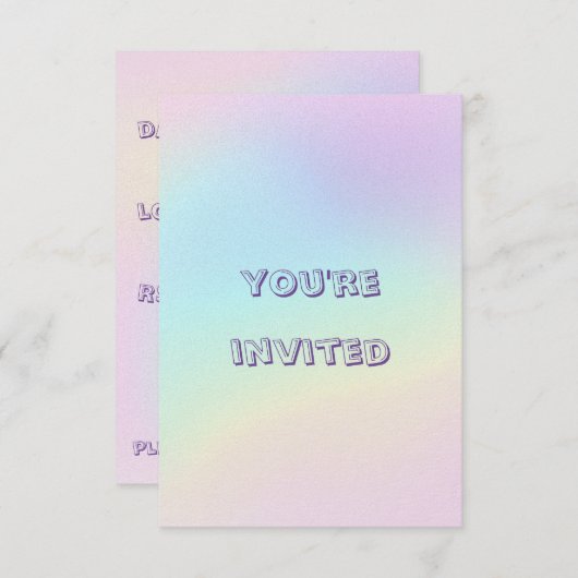 パステルレインボーエステティックバースデーパーティー 招待状 (正面/裏面)