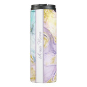 *~パステルレインボーオパール抽象芸術金ゴールドグリッター タンブラー (裏面)