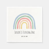 パステルレインボーオブおもしろいファースト誕生日ナプキンス スタンダードカクテルナプキン (正面)