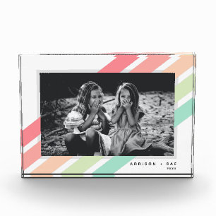 パステルレインボーカスタムパーソナライズされたン名ギフト フォトブロック