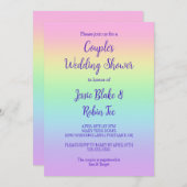 パステルレインボーカップルのウェディングシャワー招待状 招待状 (正面/裏面)