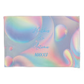 パステルレインボーカップル名と日付標準サイズ 枕カバー (正面)