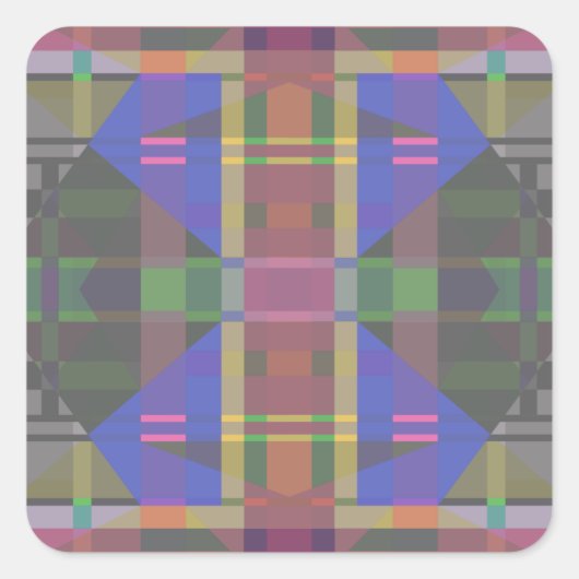 パステルレインボーカラフルジオメトリック スクエアシール (正面)