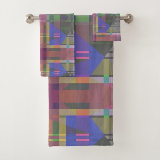 パステルレインボーカラフルジオメトリック バスタオルセット (インサイチュ)