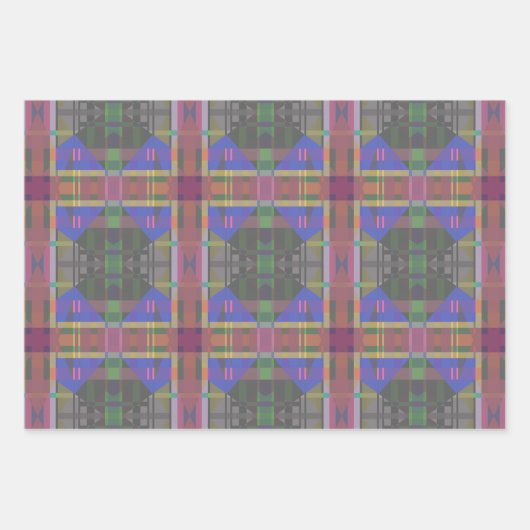 パステルレインボーカラフルジオメトリック ラッピングペーパーシート (正面)