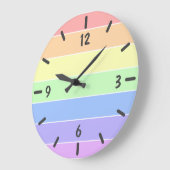 パステルレインボーカラフルズストライプパタンラージクロック ラージ壁時計 (傾斜)