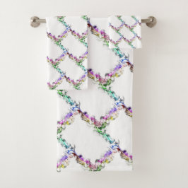 パステルレインボーカラフルフレイムスフローラダイヤモンド バスタオルセット