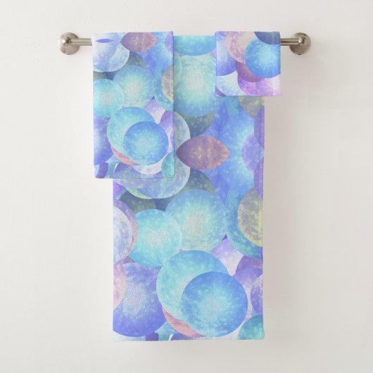 パステルレインボーカラーのディスコボール – 3D光学 バスタオルセット (インサイチュ)