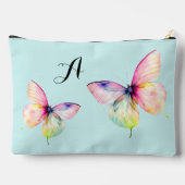 パステルレインボーカラーの繊細なピンクの蝶 アクセサリーポーチ (裏面)