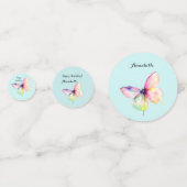 パステルレインボーカラーの繊細なピンクの蝶 コンフェッティ (正面)