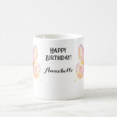 パステルレインボーカラーの繊細なピンクの蝶 コーヒーマグカップ (中央)