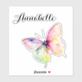 パステルレインボーカラーの繊細なピンクの蝶 シール (シート)