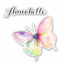 パステルレインボーカラーの繊細なピンクの蝶 シール