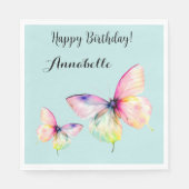 パステルレインボーカラーの繊細なピンクの蝶 スタンダードランチョンナプキン (正面)
