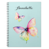 パステルレインボーカラーの繊細なピンクの蝶 ノートブック (正面)