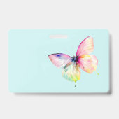 パステルレインボーカラーの繊細なピンクの蝶 バッジ (裏面)