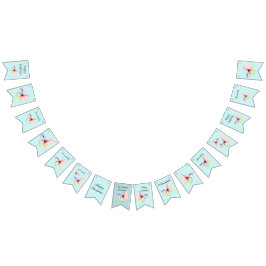 パステルレインボーカラーの繊細なピンクの蝶 バンティングフラッグ