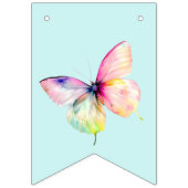 パステルレインボーカラーの繊細なピンクの蝶 バンティングフラッグ (第2の旗)