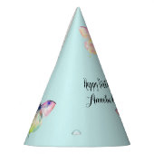 パステルレインボーカラーの繊細なピンクの蝶 パーティーハット (左)