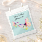 パステルレインボーカラーの繊細なピンクの蝶 フェイバーバッグ (クリップ留めされた状態)