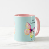 パステルレインボーカラーの繊細なピンクの蝶 マグカップ (正面右)