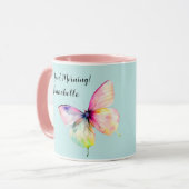 パステルレインボーカラーの繊細なピンクの蝶 マグカップ (正面左)