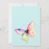 パステルレインボーカラーの繊細なピンクの蝶 招待状 (裏面)