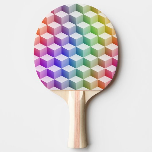 パステルレインボーカラーシェード3Dルックキューブ 卓球ラケット (正面)
