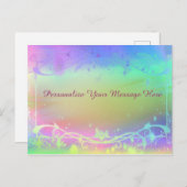 パステルレインボーカラーパーソナライズメッセージ、引用文 ポストカード (正面/裏面)